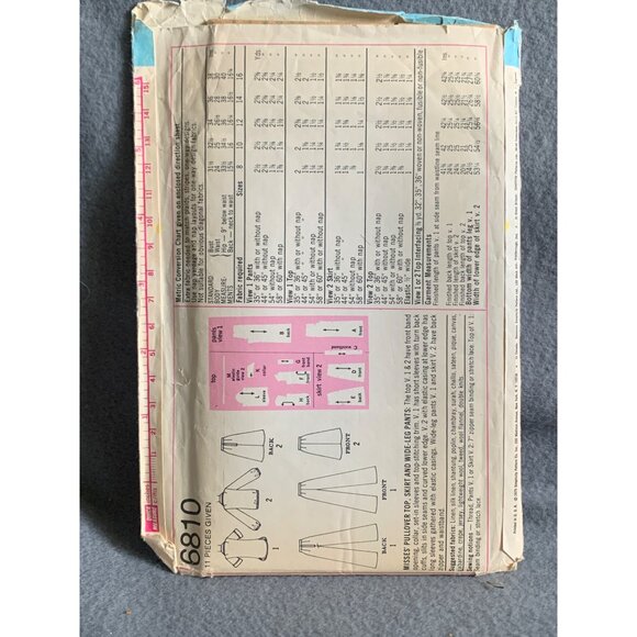 Vintage Simplicity 6810 Sewing Pattern Miss Size 14 70s Fashion Tops Pants Skirt - Picture 2 of 2